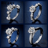 HILARY JEWELRY 925 Diamond Original Fashion Silver Perempuan Adjustable Ring Cincin Women Moissanite M155