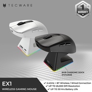Tecware EX1 26K Wireless Mouse With OLED Display and RGB Charging Dock - Black & White