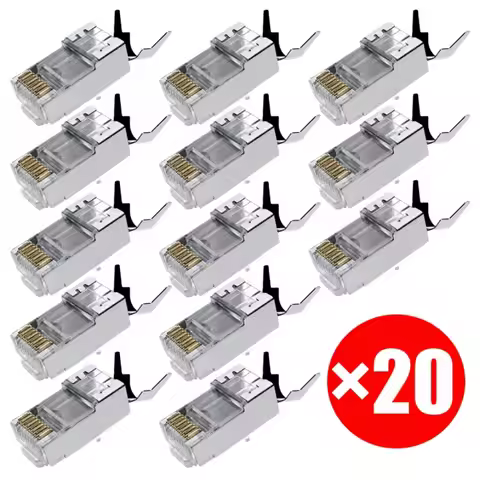 1-20PCS CAT7 Metal Shielded Crystal Head RJ45 Connectors Ethernet Network Cable Crystal Plug CAT 7 P