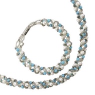 二手珍珠項鍊和手鍊套裝，珍珠和綠松石，約 24.3 克，女士