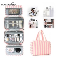 NONEDYODYE9I Travel Toiletry Bag, Hanging Striped Cosmetic Organizer, Portable with Hook Large Capac