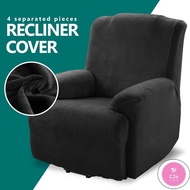 C3S 4 pieces Plush Velvet Recliner Sofa Cover 1 Seater Recliner Chair Cover Sarung Sofa Single 1 Sea