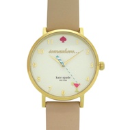 นาฬิกาข้อมือควอตซ์ Kate Spade รุ่น 1YRU0484 ตัวเรือนสแตนเลสสตีล สายหนังสีงาช้างทอง สภาพเหมือนใหม่ (ม