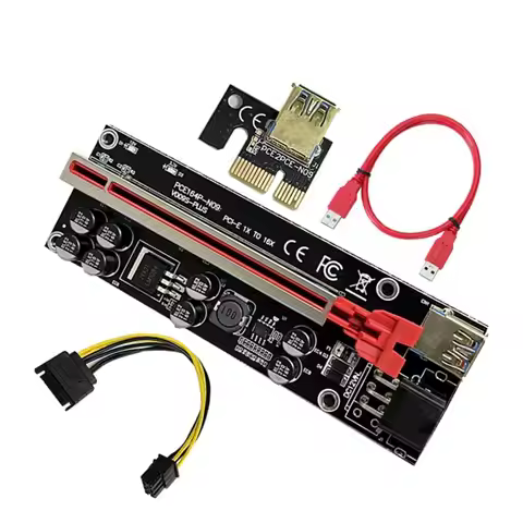 L19-VER009S Plus PCI-E Riser Card 009S Plus PCIE X1 To X16 4Pin 6Pin Power USB 3.0 Cable For Bitcoin