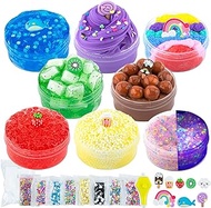 Okaybee Slime Variety Pack Different Textures, 8 Pack Slime Kit Includes Butter Slime, Cloud Slime &amp; Clear Slime, Glow in The Dark Slime &amp; Rainbow Slime, Jelly Cube Crunchy Slime Party Favors for Kids