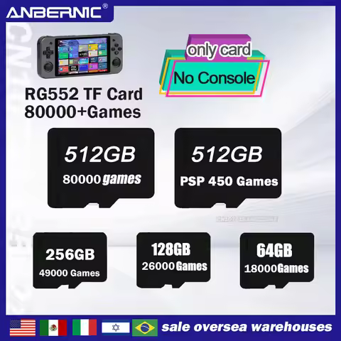 512GB 80000 Games TF Card Preloaded Games for ANBERNIC RG552 ONLY for 512G 256G 128G 64G Retro Handh