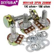 5PCS 20mm WH148 3Pin B1K B2K B5K B10K B20K B50K B100K B250K B500K B1M Potentiometer 1K 2K 5K 10K 20K