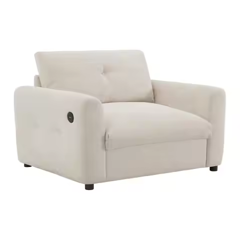 42"x33" Chenille Tufted Armchair with USB Ports Wide Seat Pull Strap High-Density Foam Living Room B