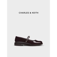 CHARLES & KEITH Autumn Winter Women's Shoes CK1-70900526Bright Diamond Flat Mary Jane Small Leather 