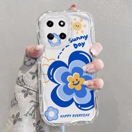 REALME 11 4G clear phone CASE softcase High sense Wavy CAT flower Transparent phone cover