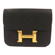 HERMES Epsom皮革Constance Slim金扣錢包Noir