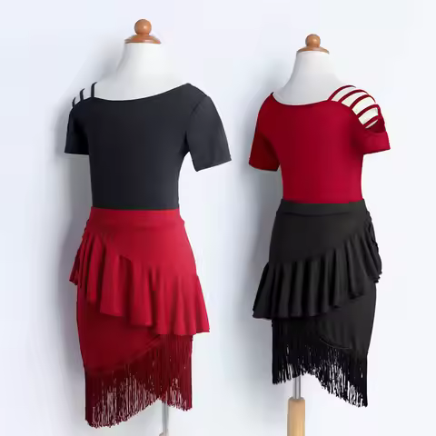Fringe Salsa Dance Costume Latin Dance Tango Stage Wear Dresses Girls Cha Cha