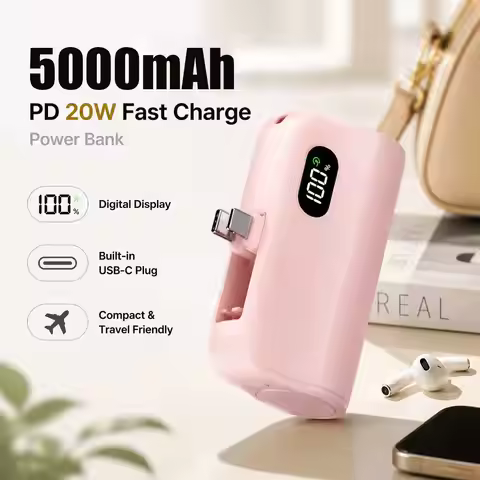 5000mAh Portable Charger Power Bank Wireless Fast Charging External Battery Pack Mini Capsule for iP