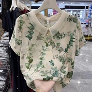 Ai2 Women's Floral Chiffon Shirt - Summer Short Sleeve Chic