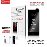 Iphone 6 / 6S - COPPER Tempered Glass PRIVACY / ANTI SPY (Full Glue)