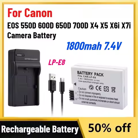 1800mah 7.4V LP-E8 LP E8 Batteries LED Dual Charger Set for Canon EOS 550D 600D 650D 700D X4 X5 X6i 