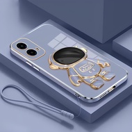 Soft Case Motorola G34 G45 Casing Silikon Dudukan Lipat Astronot Plating Free Tali Lanyard Gantungan