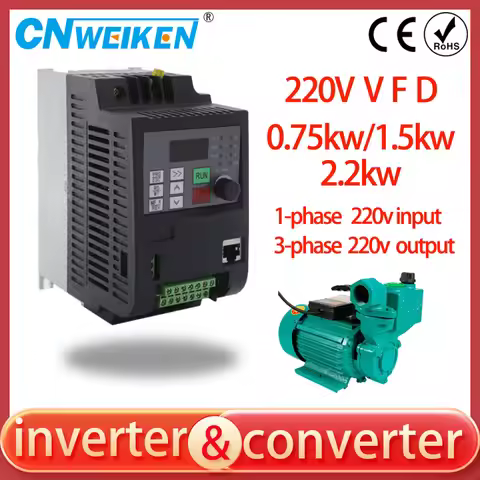 Single Phase 220V To Three Phase 220v Output 2.2KW 3HP Variable Frequency Drive VFD Inverter VSD Spe
