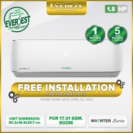EVEREST Split Type Wall Mounted Inverter Aircon with Remote Control  1.5 HP - ETIV15BSTR3-HF (Free Installation for the 1st 10ft)