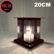 HCH Modern 20cm x 20cm Outdoor Pillar Light Lamp Holder Smoke Glass Outdoor Pillar Lamp Lampu Pagar Lampu Tiang(6633-20)