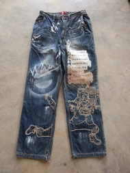 กางเกงยีนส์ผู้ชาย - ดีไซน์ไม่ซ้ำใคร -7 street art - hiphop - Rap - Fashion - Size 34