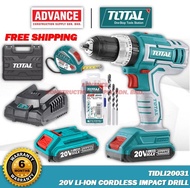 TOTAL TIDLI20031 20V Cordless Hammer Drill ( Impact Drill ) Included 2 Battery with 1 Charger ( Free Drill Bits Set )