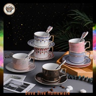 #1006   Cawan Kopi Seramik, Cawan Seramik Gaya Nordik, Set Cawan dan Piring Kopi Seramik, Cawan Kopi
