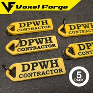 5pcs DPWH CONTRACTOR Keychain - Metallic Gold Color