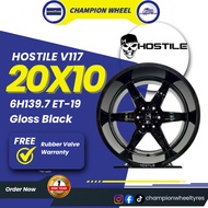 *SET* HOSTILE Gloss Black 117 20x10jj ET-19 6H139.7 Sport Rim for 4x4 with (4pcs)
