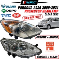 Perodua Alza 2009 - 2021 VLAND / DEPO / TYC / NHF Projector Headlamp ( Clear + Chrome )