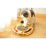 (Local Stock) Round Wooden Combination Toy Cat Scratcher Kitten Cat Scratching Board Cat Tree Scratch Pad Kucing Mainan