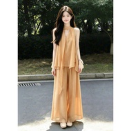 HUAYILING | Orange Summer Womens Outfit Two Pieces