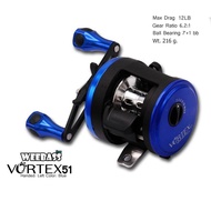 อุปกรณ์ตกปลา WEEBASS รอก - รุ่น VORTEX 51 (หมุนซ้าย) รอกตกปลา รอกเบททรงกลม