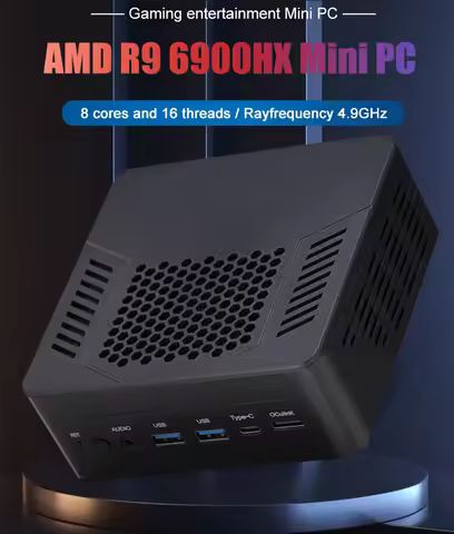 Qculink Mini PC AMD Ryzen 9 8945HS 7940HS 6900HX HD2.1 DP2.1 Type-C Dual 2.5G LAN Gaming Computer Wi