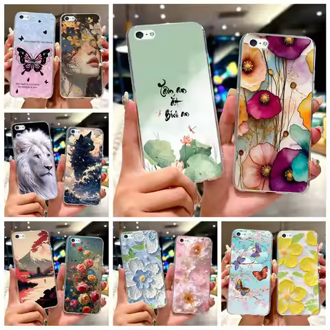 For Apple iPhone 5 5S Case iPhoneSE Luxury Flowers Painted Cover Soft Silicone Phone Case For iPhone