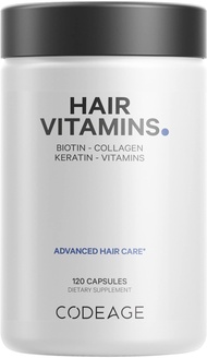 Codeage Hair Vitamins 10000 mcg Biotin, Keratin, Collagen, Vitamin A, B12, C, D3, E, Zinc, Inositol