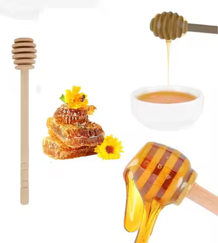 Pack Of 10 Wooden Honey Spoons Honey Stirrer Honey Spiral Honey Sticks Stirrers KitchenCraft Wooden 