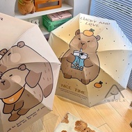 Kabibara Capybara Folding Umbrella Black Rubber Hiking Rain Gear Anti-UV