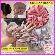 famindo - [ BESAR ] Scrunchie Cepol / Kunciran Rambut Wanita / Kuncir Hijab Jilbab Kain Tali