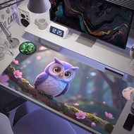 Cute 3D Purple Owl Mossy Tree Branch Pink Cherry Blossom Dreamy Forest Bokeh Extended Gaming Mouse P