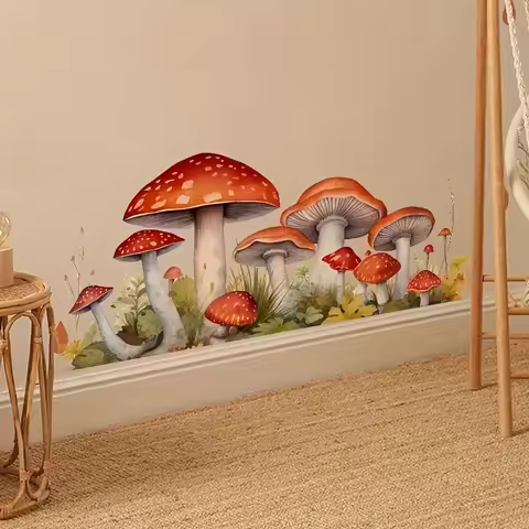 1Pc Forest Grassland Nature Mushroom Wall Sticker, Pvc Wall Decoration for Home Decor, Suitable for 