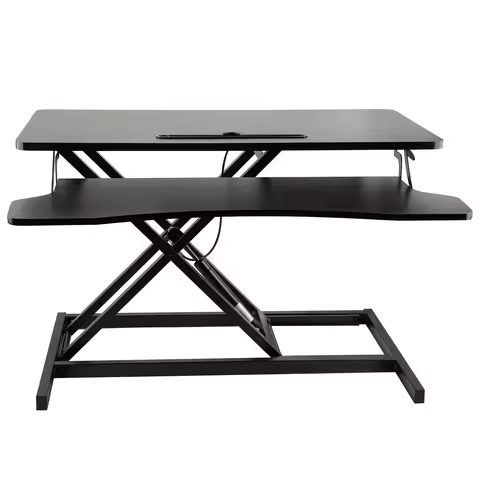 Height Adjustable Stand Up Desk Converter 32 Inch, Quick Sit To Stand Tabletop Dual Monitor Riser Wo