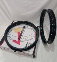 VELG ROSSI RING 18 UKURAN DEPAN BELAKANG BLACK GLOSSY V ROSSI RING 18 BLACK GLOSSY UKURAN 160+185 VE