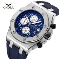 【熱賣】ONOLA6805爆款熱賣經典高檔時尚男士手錶矽膠材質錶帶 日常活動外出活動休閒防水多功能進口石英機芯手錶男