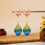 Handmade Silk Velvet Flower Thousand Miles Jiangshan Earrings Earrings 1781