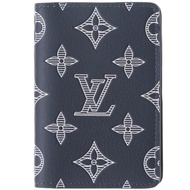 Unused Louis Vuitton Organizer de Poche Monogram Shadow M83378 IC Blue Marine Card Case Wallet LV 02