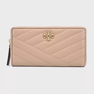 TORY BURCH KIRA斜紋絎縫ㄇ字拉鍊長夾- 粉