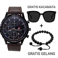 ready...!!! jam tangan pria Quicksilver tali kulit free kacamata & gelang keren beli 1 dapat 3
