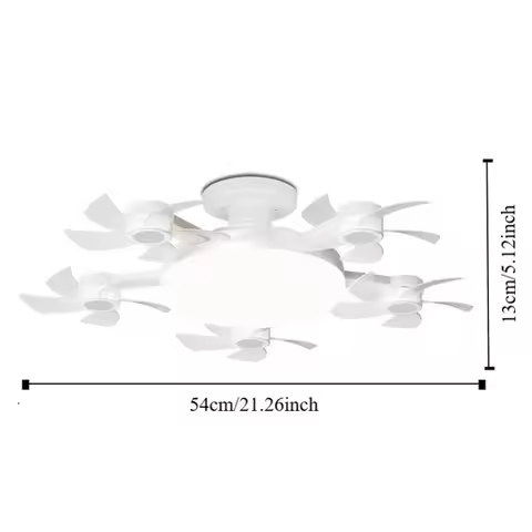 2 in 1 5 Heads Ceiling Fan Light 3 Lighting Modes with Remote Control Hanging Fan with LED Light Win