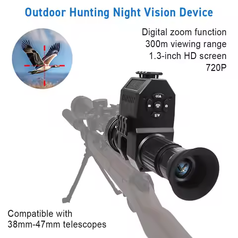 Outdoor telescope, rifle night vision scope, zoom 1X-8X, 1080P, long-range shooting distance up to 4
